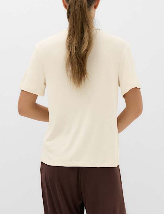 Boxy-fit T-shirt met ronde hals van modalrijke stof