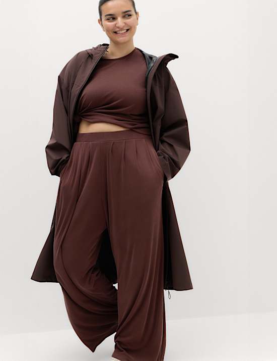 Modal Rich Pleated Wide Leg Joggers