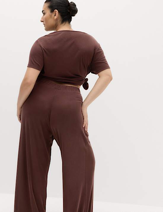 Modal Rich Pleated Wide Leg Joggers