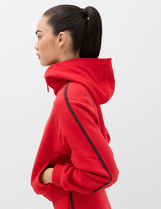 Cotton Rich Side Stripe Zip Up Hoodie