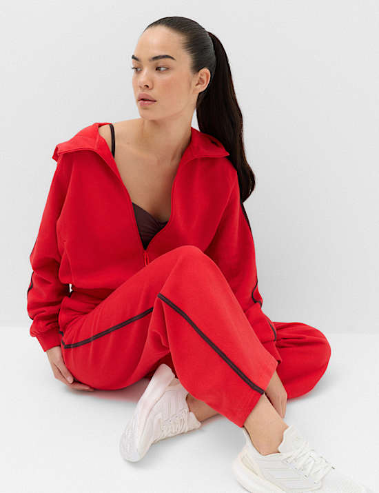 Cotton Rich Side Stripe Zip Up Hoodie