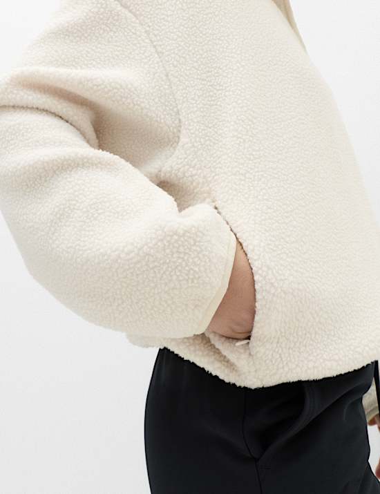 Borg Half Zip Hooded Fleece Jacket