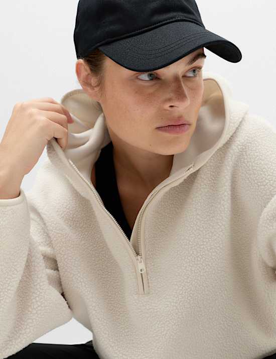 Borg Half Zip Hooded Fleece Jacket