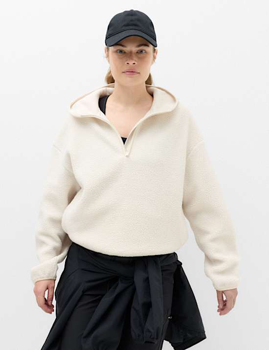 Borg Half Zip Hooded Fleece Jacket