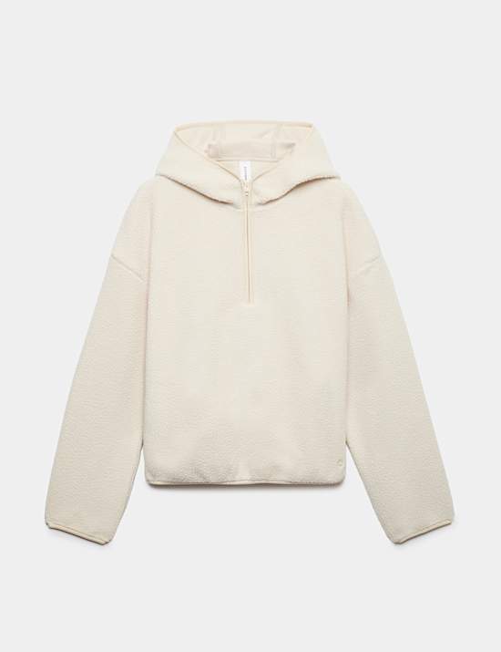 Borg Half Zip Hooded Fleece Jacket