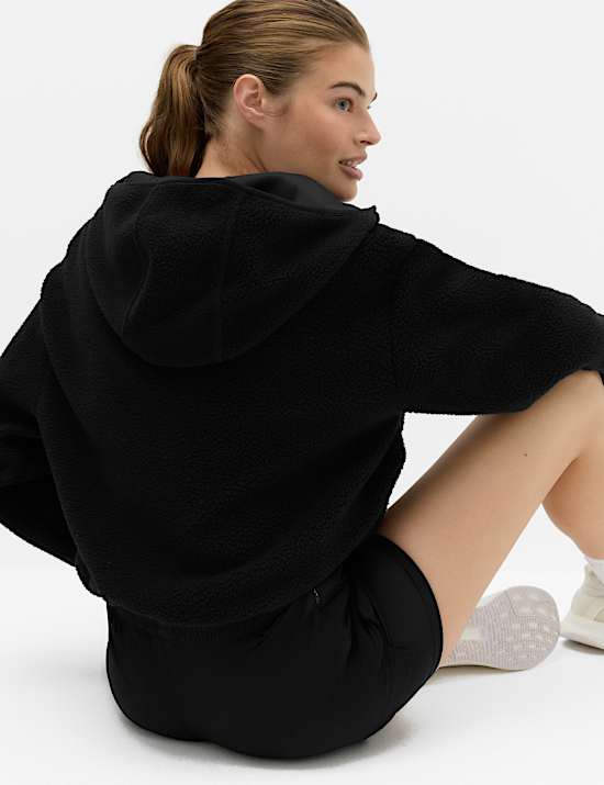 Borg Half Zip Hooded Fleece Jacket