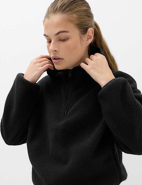 Borg Half Zip Hooded Fleece Jacket