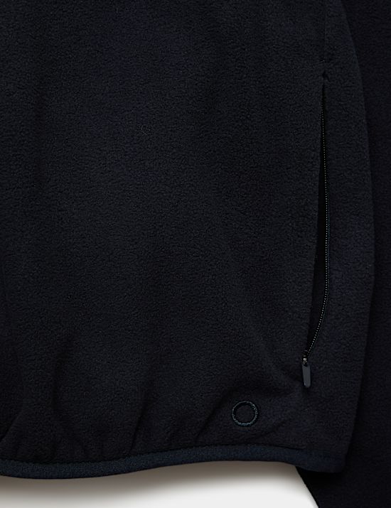 Zip Up Funnel Neck Relaxed Fleece Jacket