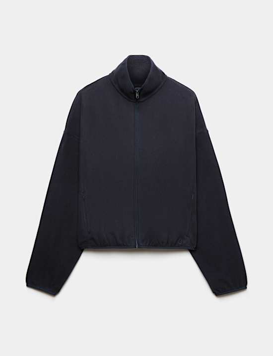 Zip Up Funnel Neck Relaxed Fleece Jacket