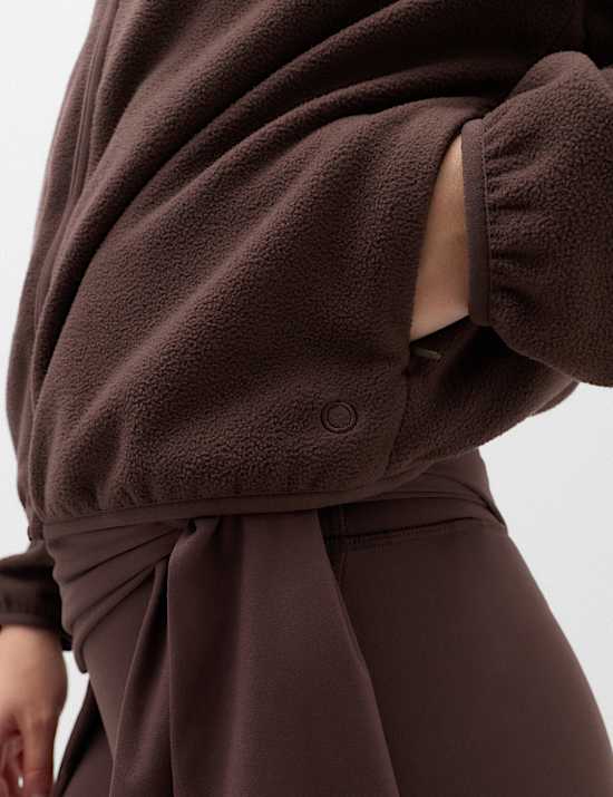 Zip Up Funnel Neck Relaxed Fleece Jacket
