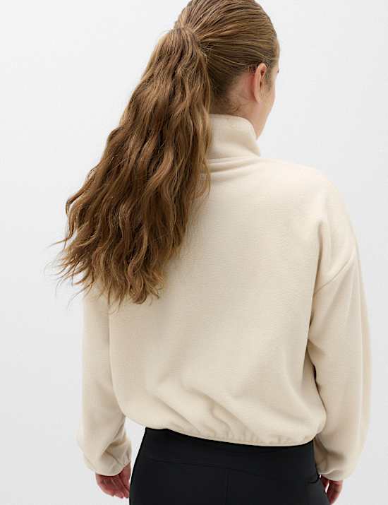 Zip Up Funnel Neck Relaxed Fleece Jacket