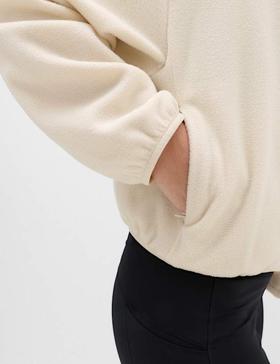 Zip Up Funnel Neck Relaxed Fleece Jacket