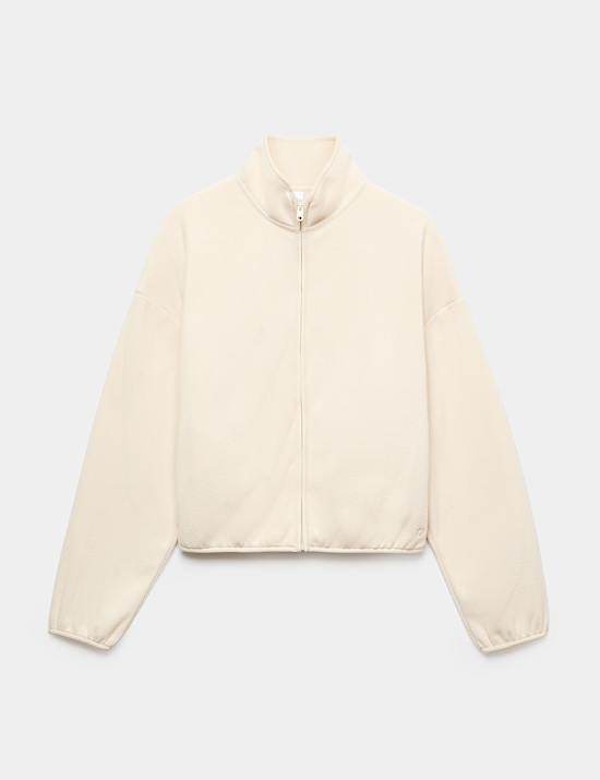 Zip Up Funnel Neck Relaxed Fleece Jacket