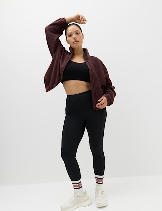 Zip Up Funnel Neck Relaxed Fleece Jacket