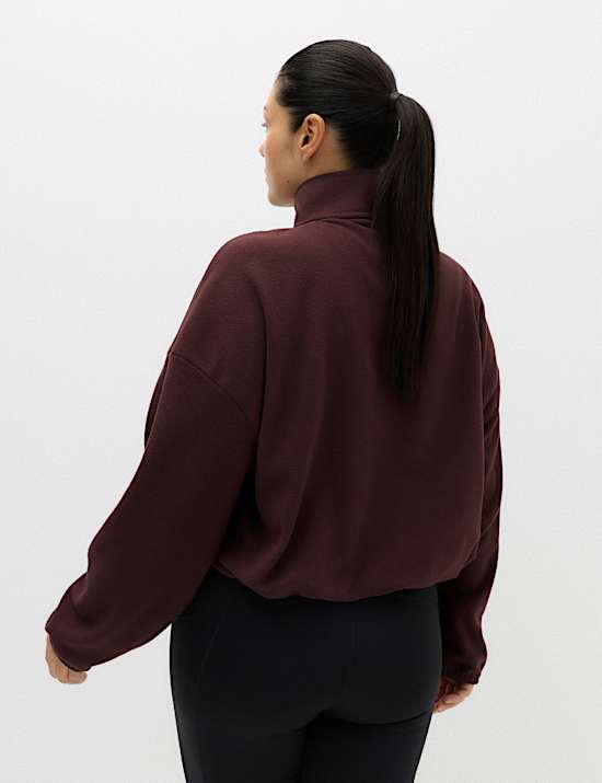 Zip Up Funnel Neck Relaxed Fleece Jacket