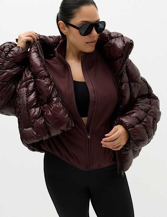 Zip Up Funnel Neck Relaxed Fleece Jacket