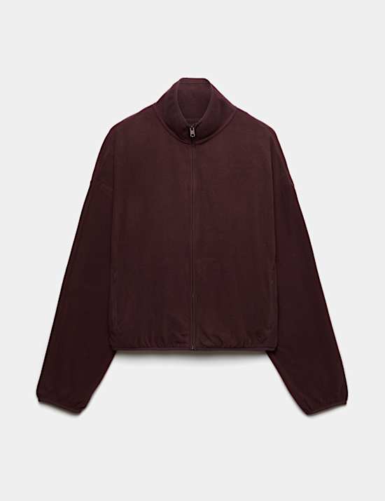 Chaqueta polar holgada con cremallera y cuello chimenea