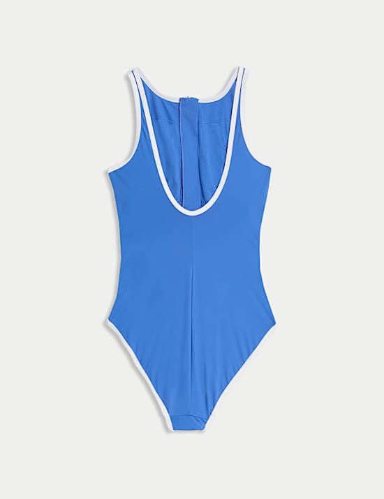 Maillot de bain à décolleté rond avec fermeture à glissière et effet ventre plat