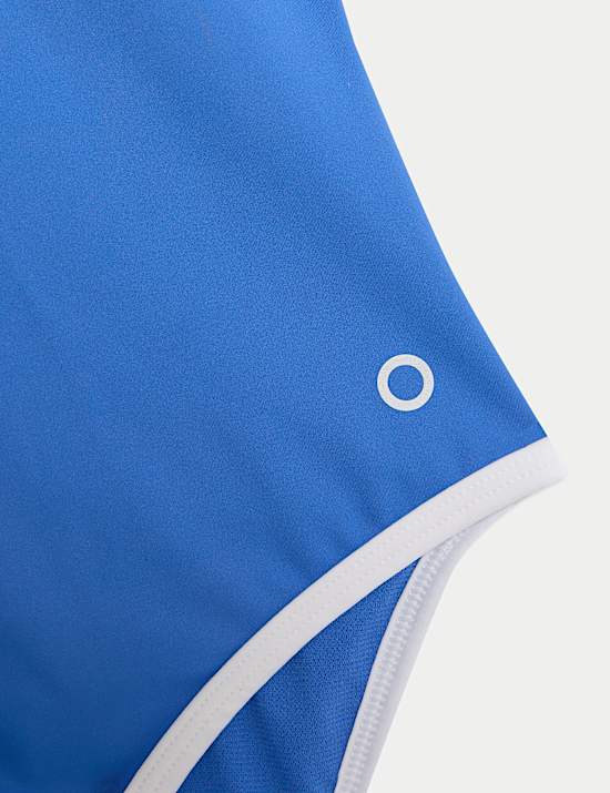 Maillot de bain à décolleté rond avec fermeture à glissière et effet ventre plat