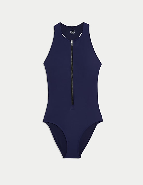 Maillot de bain ampliforme zippé effet ventre plat