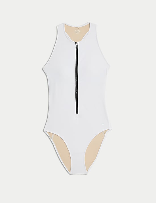 Tummy Control Padded Zip Up Swimsuit