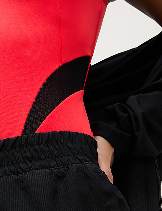 Tummy Control Padded Mesh Panel Swimsuit