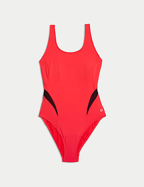 Tummy Control Padded Mesh Panel Swimsuit