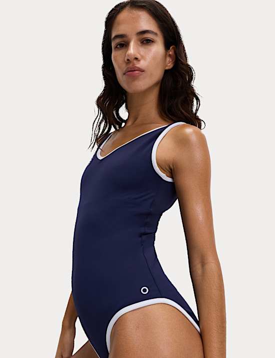 Maillot de bain ampliforme effet ventre plat à col V