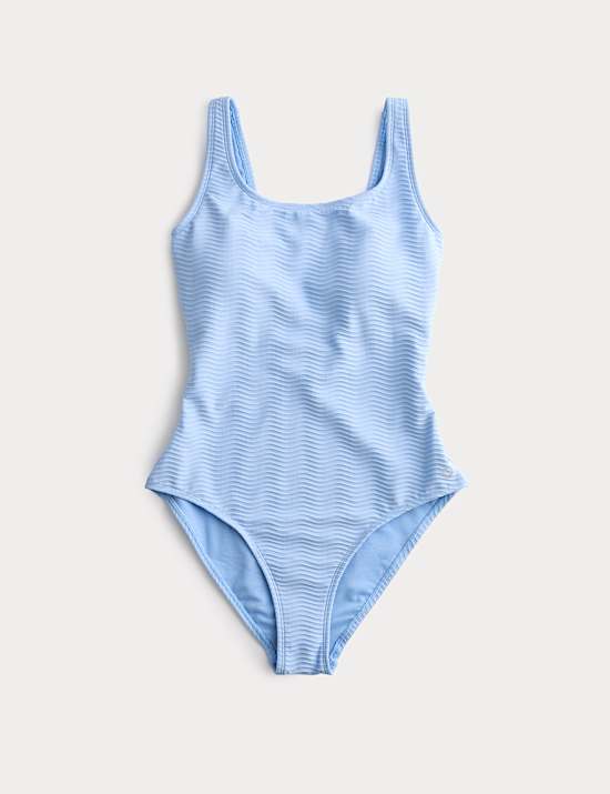 Maillot de bain ampliforme textur&eacute; dos rond, effet ventre plat