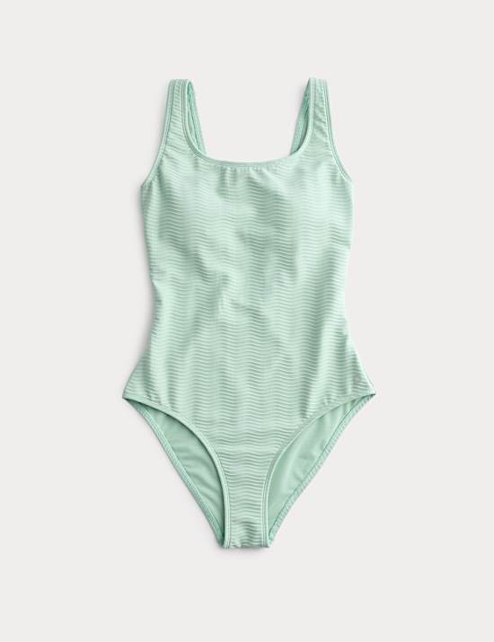 Tummy Control Textured Padded Scoop Back Swimsuit