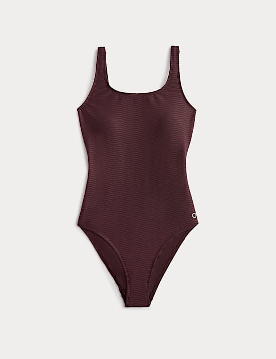 Tummy Control Textured Padded Scoop Back Swimsuit