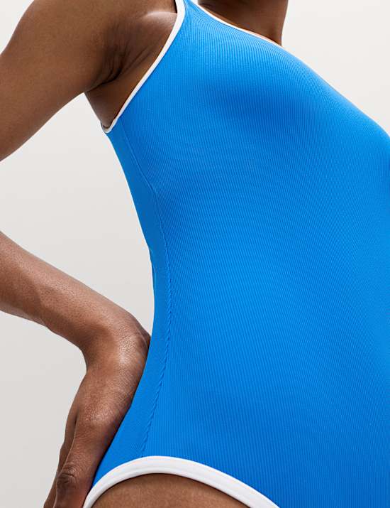 Tummy Control Padded Ribbed Swimsuit