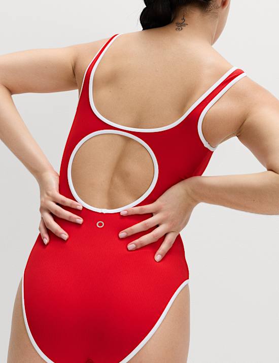 Bauchkaschierender, gepolsterter, gerippter Badeanzug