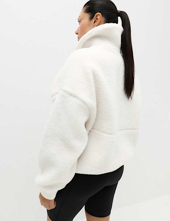 Borg Zip Up Collared  Neck Fleece Jacket