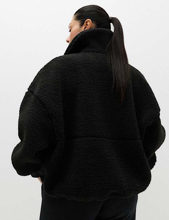 Borg Zip Up Collared  Neck Fleece Jacket
