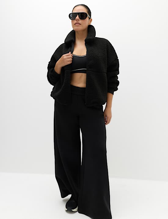 Borg Zip Up Collared  Neck Fleece Jacket