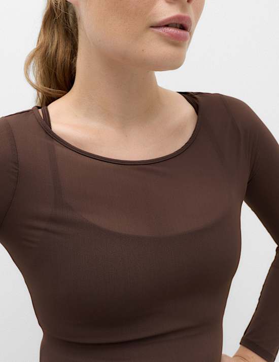 Double Layer Mesh 2-in-1 Fitted Bra Top