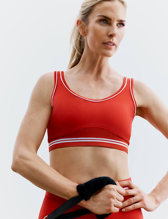 Cotton Rich Piped Scoop Neck Crop Top