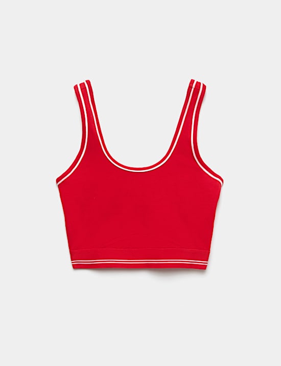 Cotton Rich Piped Scoop Neck Crop Top