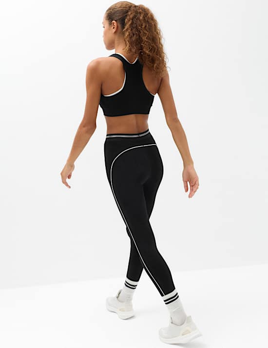 Cotton Rich High Waisted Piped  Leggings