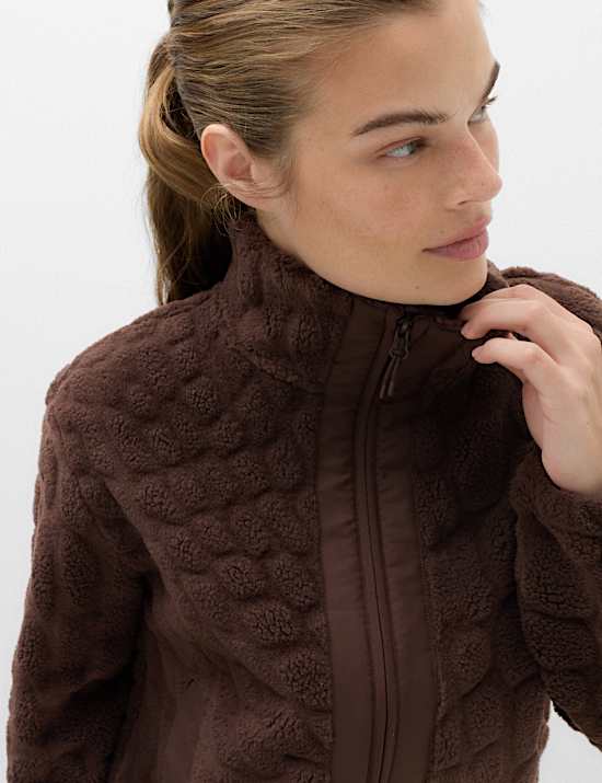 Borg Textured Funnel Neck Fleece Jacket
