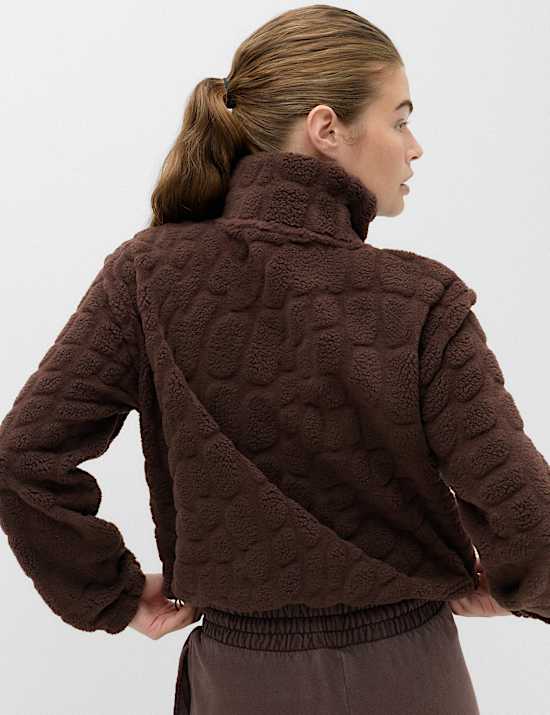Borg Textured Funnel Neck Fleece Jacket