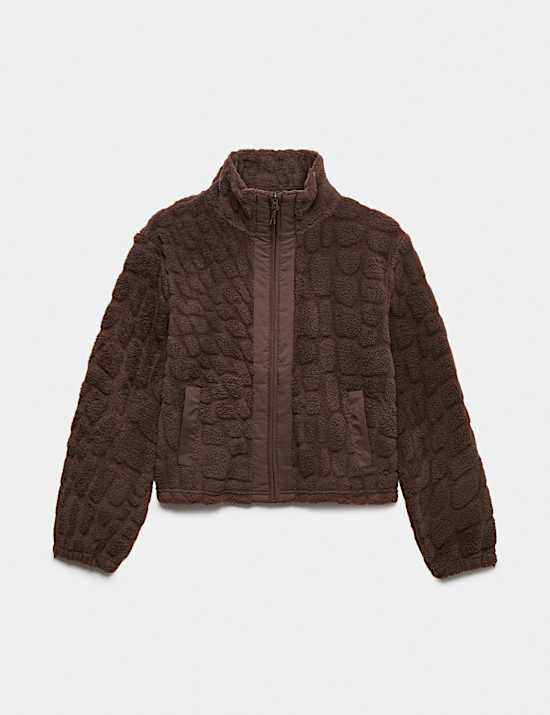 Borg Textured Funnel Neck Fleece Jacket