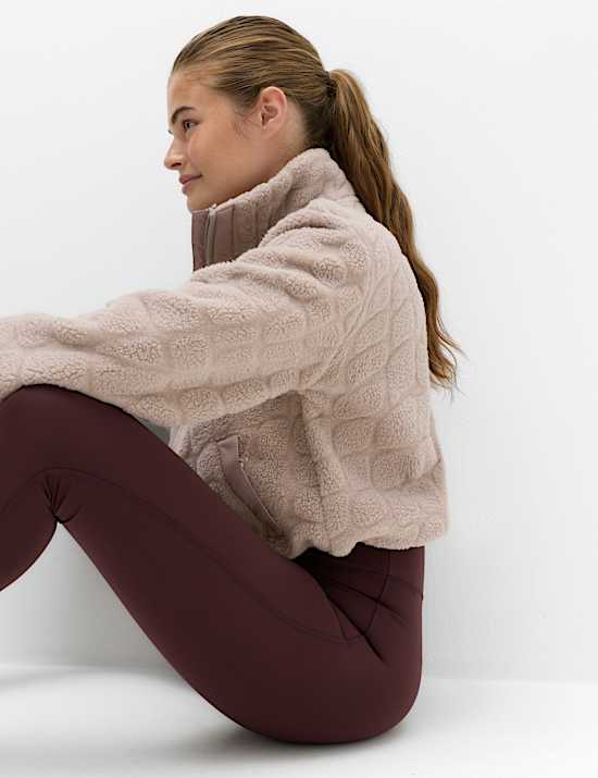 Borg Textured Funnel Neck Fleece Jacket