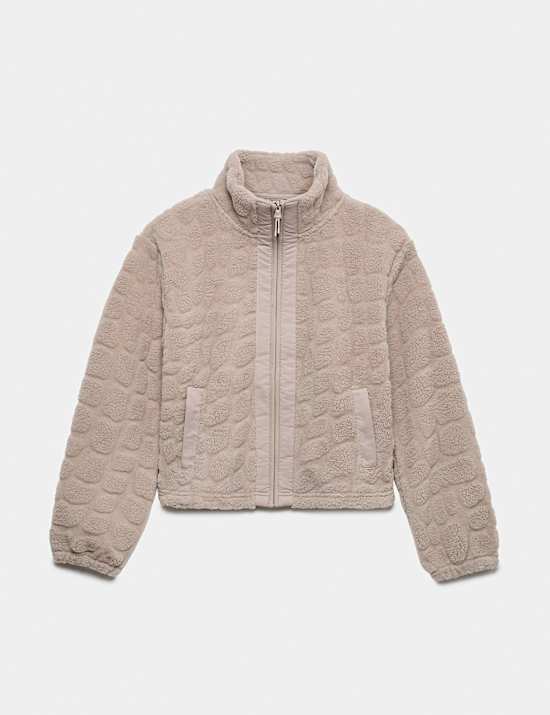 Borg Textured Funnel Neck Fleece Jacket
