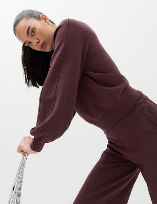 Knitted Half Zip Balloon Sleeve Jumper