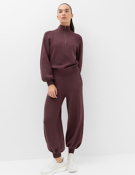 Knitted Half Zip Balloon Sleeve Jumper
