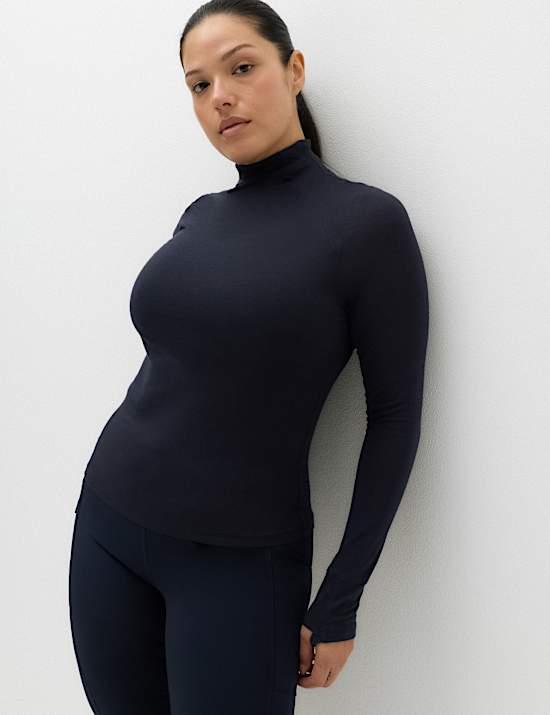 Merinotec&trade; Merino Blend High Neck Fitted Top