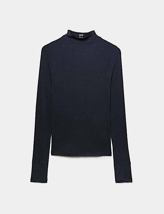 Merinotec&trade; Merino Blend High Neck Fitted Top