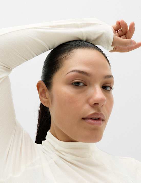 Merinotec&trade; Merino Blend High Neck Fitted Top